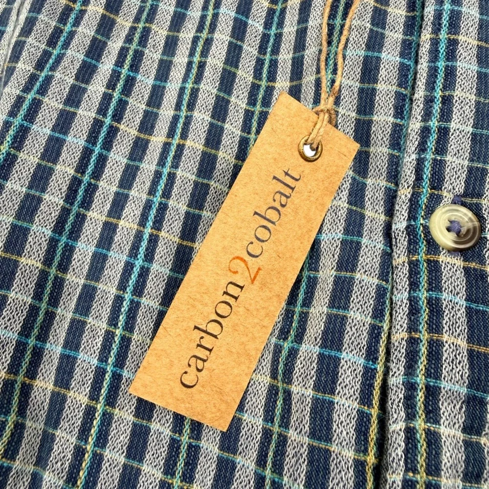 Carbon2Cobalt Mens XXL Blue Plaid Cotton Button Down Shirt 133692 NWT - Picture 7 of 10